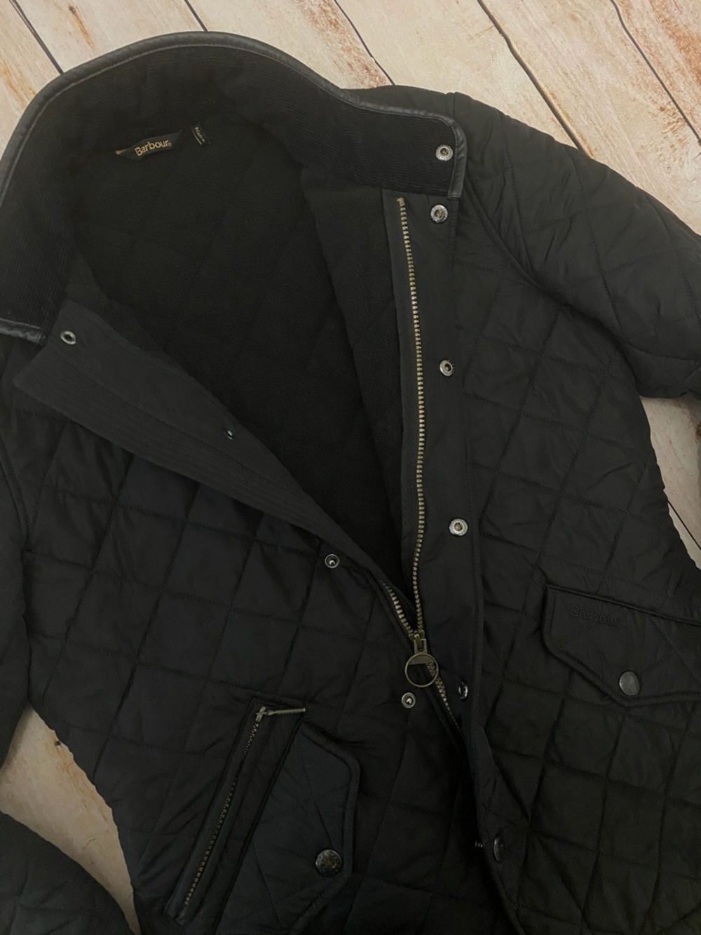 Barbour Women's Quilted Black Jacket Millfire Size Small EUC